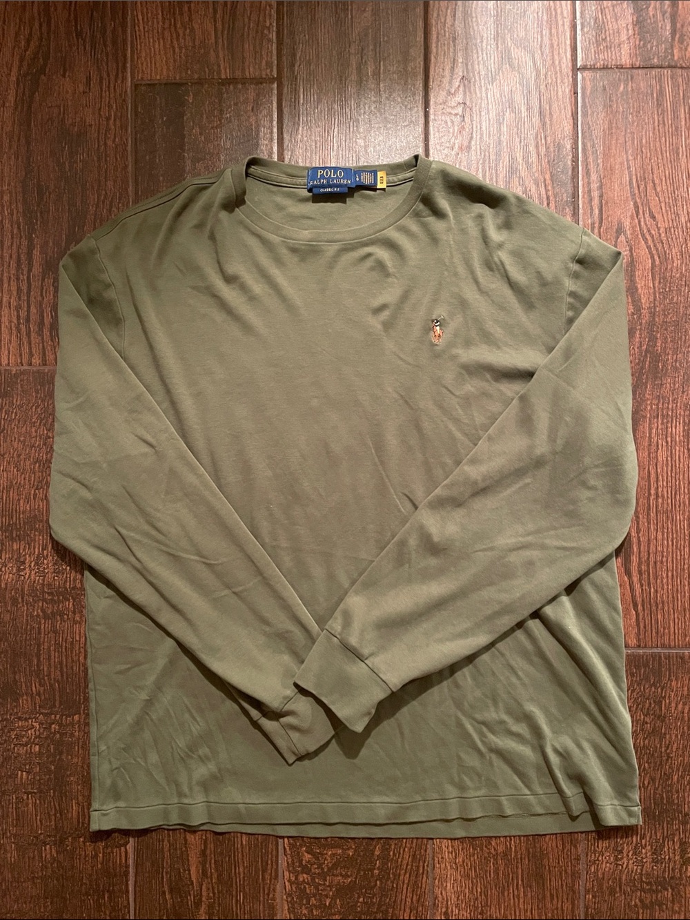Polo by Ralph Lauren Olive Crewneck Long-Sleeve Shirt